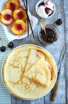 Roasted Peach Crepes