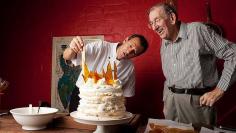 Chef Martin Teplitzky, son of the late cook book author Gretta Anna, making a mile high Pavalova at his home in Wahroonga. pictured with his father David Teplitzky. Martin is planning to continue his mother's tradition, re-creating and teaching some of his mother's recipes in a slightly modified way to appeal to today's time-starved cooks