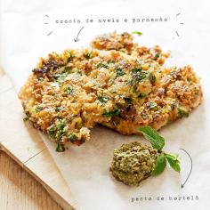 costeletas com crosta de aveia e parmesão