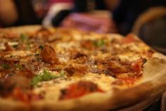 Small Pizza with Italian Sausage, Salted Anchovies and Mushrooms at Lombardi's Pizza in New York. #pizza #wishlist