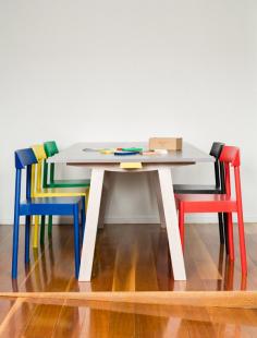Woodstack chairs and Dove Dining table by Australian furniture brand NOMI, photographed at NOMI’s office in Sydney.  Photo – Daniel Shipp for thedesignfiles.net