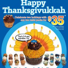 Thanksgivvukkah presented a bit of a challenge to retailers this year and Crumbs did a great job of staying on brand while creating something fun and unique at the same time. #Branding #Oy #Cupcakes