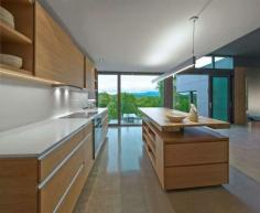 Other, Minimalist Kitchen Space With Brown Cabinets And Wooden Kitchen Island Inside T House: Stunning Modern House for Living Place for Urban Family