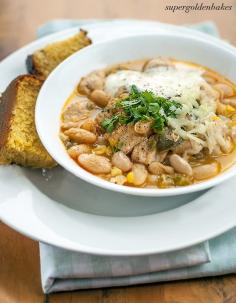 White Chili with Skillet Cornbread | Supergolden Bakes