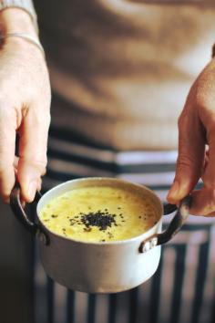 Fresh turmeric and potatoes soup
