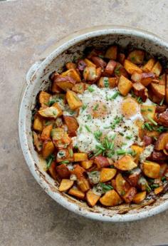Smoked Paprika Potato and Egg Bake. A hearty one-dish meal for breakfast or dinner.