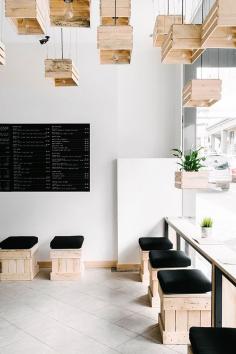 The Travel Files - juice bar australia - love those crates as lighting fixtures