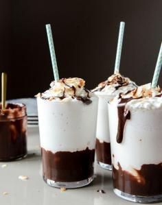 BOOZY COCONUT HOT FUDGE MILKSHAKES