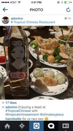 What's a Chinese feast without byejoe ultra-premium at Tropical Chinese Miami.