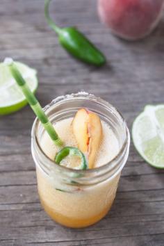 Peach jalapeño margarita with honey simple syrup