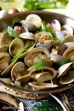 Littlenecks in Fennel Broth - A simple and delicious seafood appetizer. The fennel in this broth adds unexpected flavor that goes perfectly with the seafood!