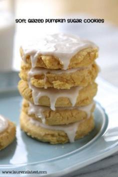 Soft Glazed Pumpkin Sugar Cookies