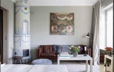 Modern Swedish Tiled Stove at Ett Hem in Stockholm, Remodelista
