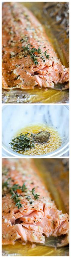 Honey Salmon in Foil - A no-fuss, super easy salmon dish that's baked in foil for the most tender, most flavorful salmon ever!