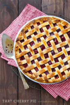 Tart Cherry Pie with Lattice Top from www.loveandoliveo...