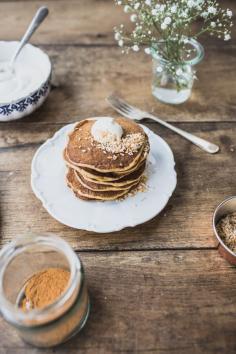 Carrot Cake Pancakes with Vanilla Mascarpone