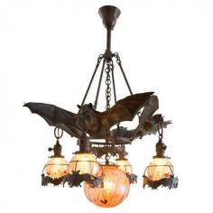 Art noveau bat chandelier. Austria, 1900.