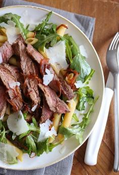 Steak & Caramelized Onions with Arugula and Quinoa Penne | Skinnytaste