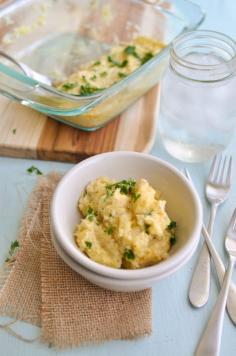Rich, cheesy, creamy, and delicious...and yes healthy!  This Spaghetti Squash Au Gratin is a re-creation of your favorite comfort food. #vegetarian, #lowcarb, Glutenfree, #grainfree