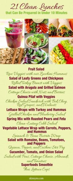 Save time during the week with these simple recipes. Clean Lunches Prepared in Under 10 Minutes. #cleaneating #recipes #lunch