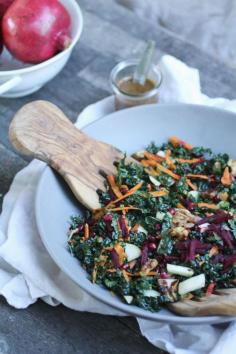 Autumn kale salad with maple bacon vinaigrette