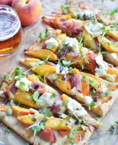 Prosciutto Flatbread with IPA-Caramelized Peaches