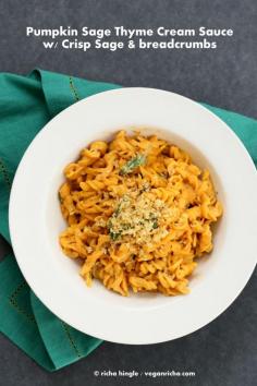 Vegan Pumpkin Sage Cream Sauce Pasta