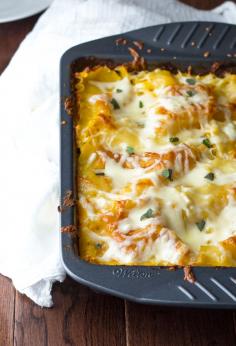 CHEESY CHICKEN, BUTTERNUT AND SAGE LASAGNA BAKE