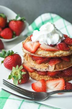Strawberry Shortcake Protein Pancakes