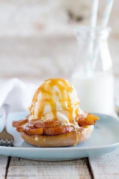 Grilled Doughnut and Pear Sundae