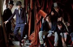 “Bleak, dark, and piercing cold, it was a night for the well-housed and fed to draw round the bright fire and thank God they were at home.” J.Crew wool blazer ($350) and schoolboy pants ($250); jcrew.com. Dries Van Noten cotton shirt ($415) and oxfords; shirt at Jack Straw, Seattle. Patricia Underwood newsboy cap. Charvet pocket square worn as a scarf.