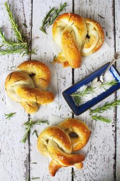Brie-Stuffed Soft Pretzels with Rosemary Sea Salt