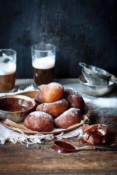 orange ricotta doughnuts with chocolate dipping sauce