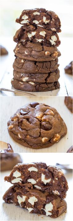 Soft & Chewy Nutella White Chocolate Chip Cookies - Thick, rich, chocolaty cookies that are so soft you won't be able to resist them!