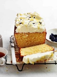 
                    
                        Lemon pound cake with crème fraîche and violets
                    
                