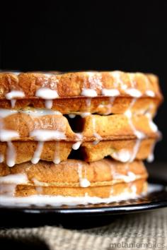 
                    
                        Gingerbread Yogurt Waffles with Powdered Sugar Glaze
                    
                