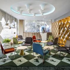 
                    
                        A huge diamond-shaped cheese pantry displays all the dairy delights on offer.
                    
                