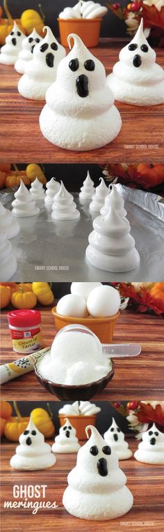 Ghost Meringues for Halloween! Only 3 ingredients and so easy to make.
