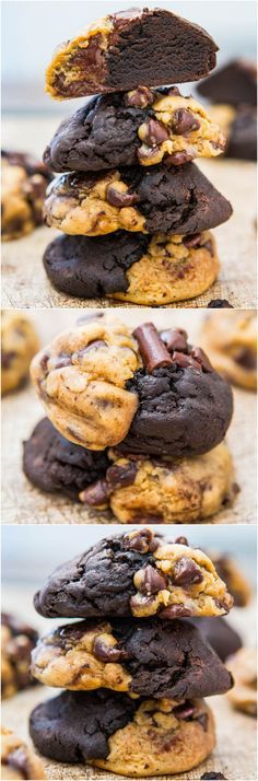 Black & White Cookies: Cream Cheese Chocolate Chip & Dark Chocolate Dark Brown Sugar - Soft & creamy paired with bold & fudgy!
