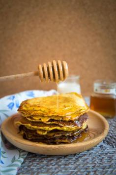 Frango do Campo: Panquecas de lima, requeijão e mel