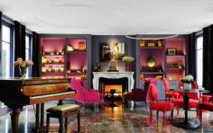 
                    
                        Le Notre Dame Hotel, Paris, France, by Christian Lacroix. Another Christian Lacroix designed-destination on our list, Le Notre Dame is a 16th-century building on the bank of the River Seine. The hotel's 26 rooms have been renovated by the designer in luxe materials like yellowstone and velvet, complementing the bold, large-scale wall-coverings that feature in most rooms.
                    
                