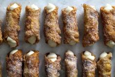 mini dumpling wrapper maple cannoli