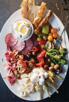 
                    
                        Antipasti usually refers to a number of traditional Italian appetizers, which can be categorized into four different groups: meats, olives, vegetables, and cheeses. --- I love this picture. Makes me crave these traditional Italian foods. Yummy!
                    
                