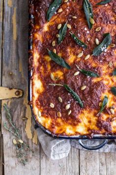 Simple Caramelized Butternut Squash and Kale Florentine Lasagna