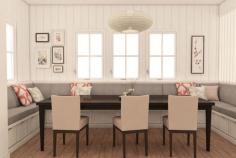 
                    
                        This modern craftsman style dining alcove is the perfect way to fit your whole family at a table for the holidays! I'm in love with the windows and large banquette.
                    
                