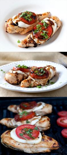 
                    
                        Grilled Caprese Chicken Marinate in balsamic vinaigrette instead of the balsamic drizzle.
                    
                