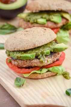 
                    
                        Turkey Zucchini Burgers with Avocado and Pesto
                    
                