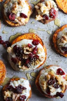 
                    
                        SWEET POTATO ROUNDS WITH HERBED RICOTTA AND WALNUTS
                    
                
