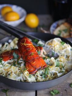 
                    
                        Creamy Goat Cheese Lemon Lobster Pappardelle
                    
                