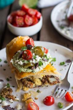 
                    
                        Breakfast Chimichangas with Avocado + Cajita Cheese.
                    
                